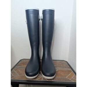 Hunter Refined Slim Fit Boots Navy White Trim Tall Gloss 8